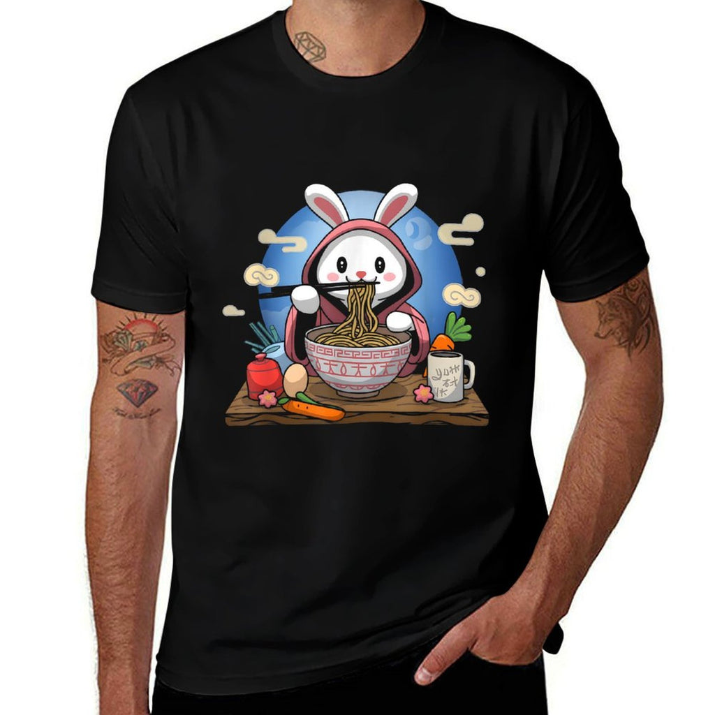 Easter Bunny Anime Eating Ramen Noodles Kawaii Rabbit  Vintage-inspired T-Shirt