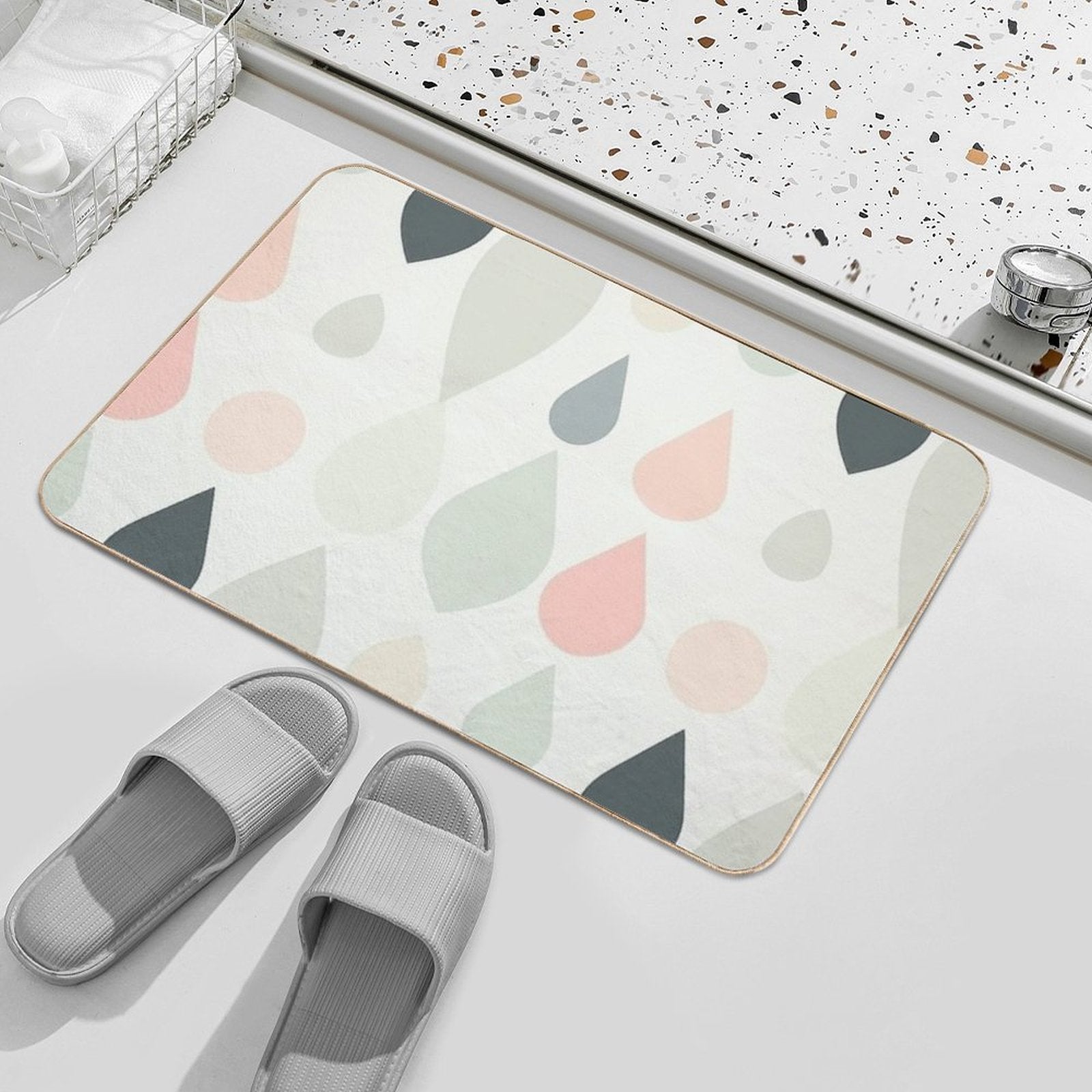 Minimalist Pastel Geometric Art  Non-Slip Bath Mat