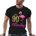 90 And Flamazing Flamingo 90th Birthday Queen 90 Year Old  Tagless Design T-Shirt