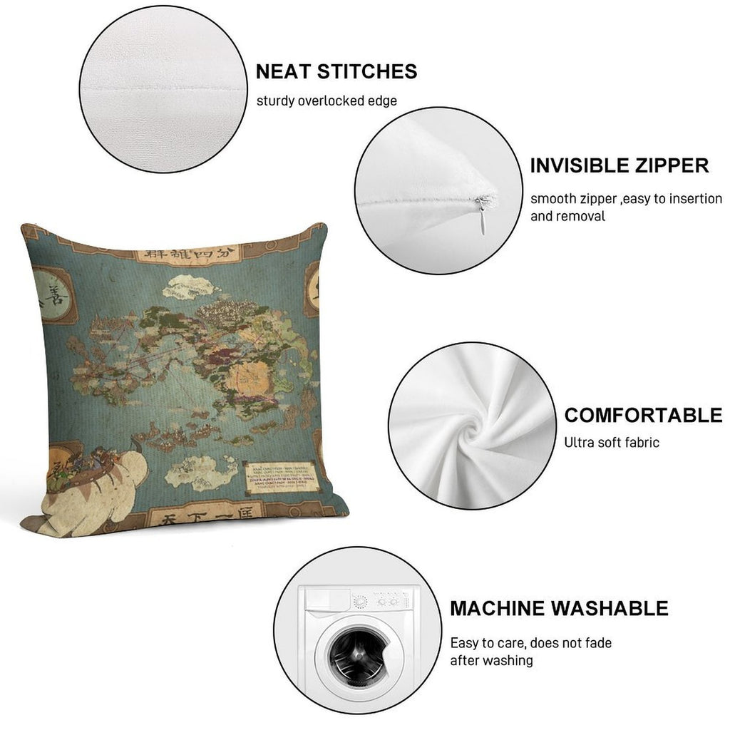 Avatar The Last Airbender Map Soft Durable Construction Throw Pillow