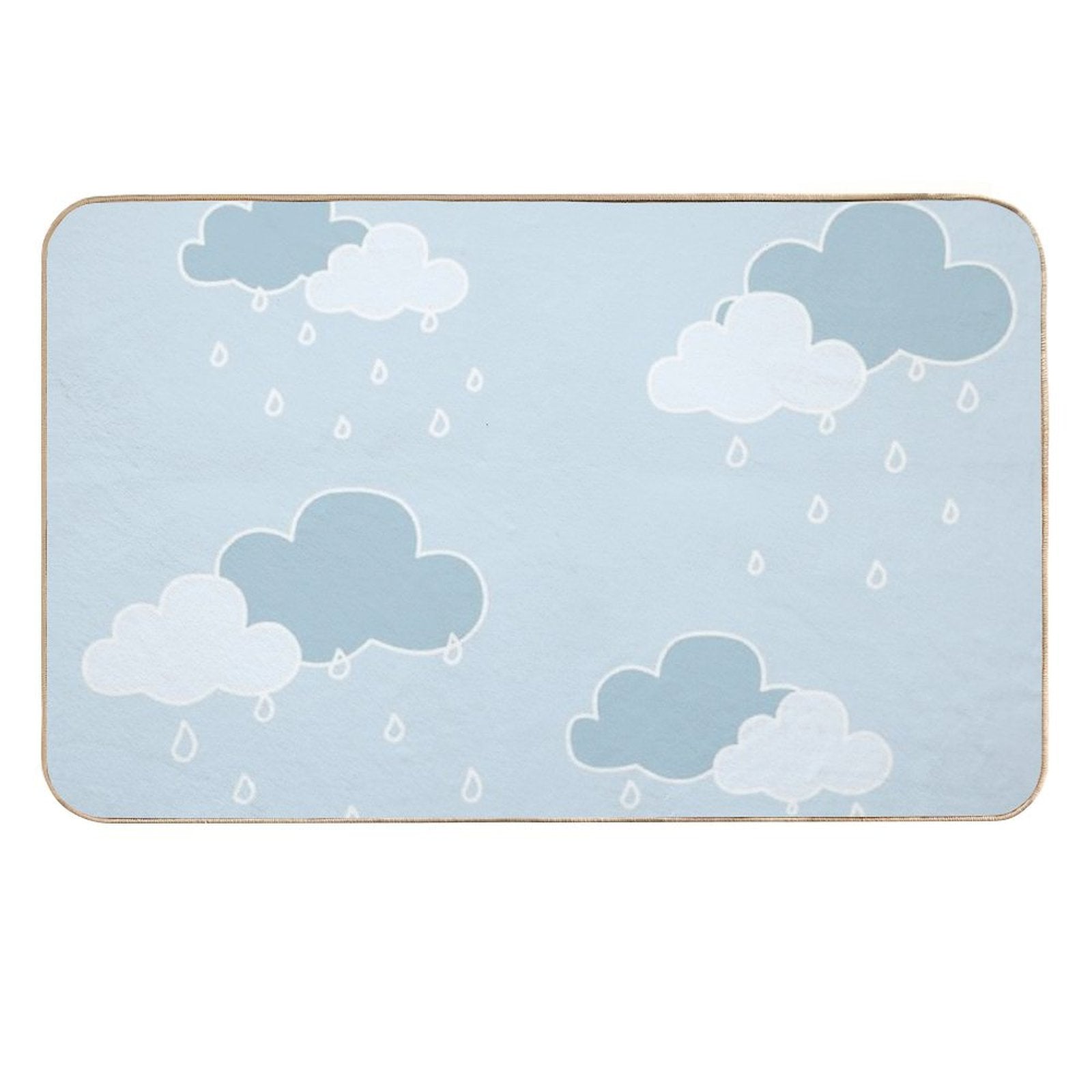 Clouds with Rain Drop Blue Background  Multi-Purpose Bath Mat
