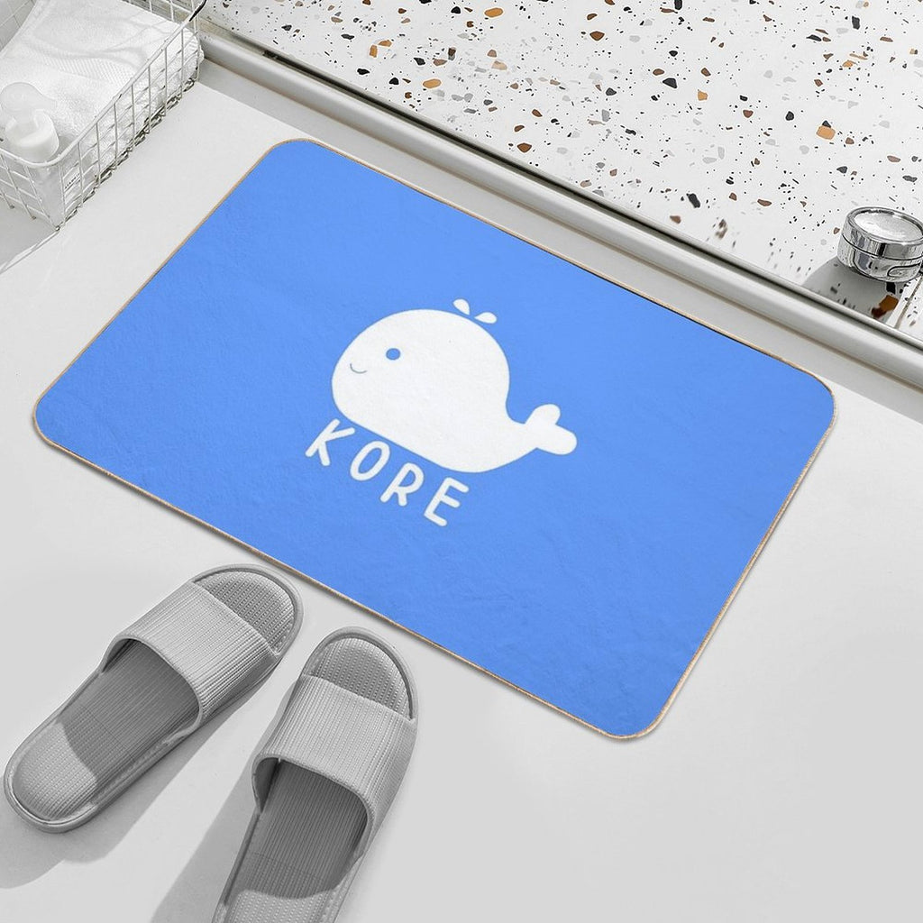 White Kore Whale  Easy To Clean Bath Mat