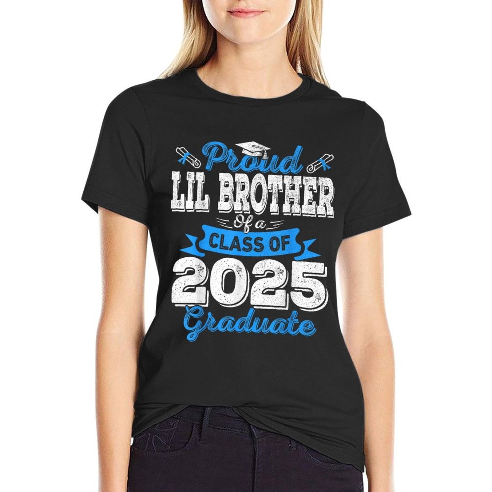 Lil Brother 2025 Graduation Proud Lil Brother Class of 2025  Heathered Texture T-Shirt