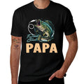 Fathers Day Funny Fisherman Reel Cool Papa Fishing Lover  Ribbed Collar T-Shirt
