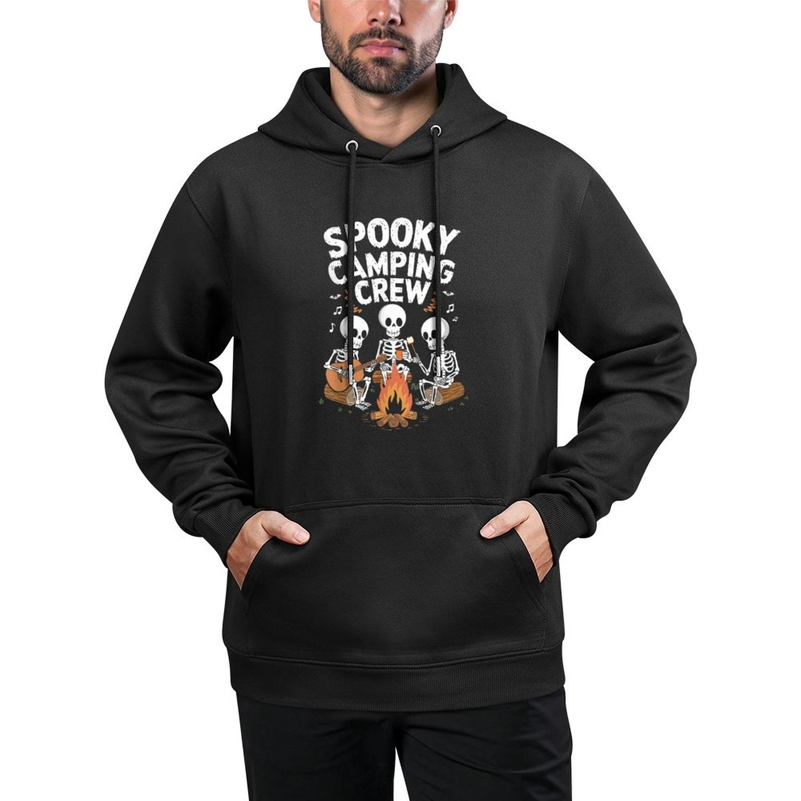 Funny Spooky Camping Crew Halloween Skeleton Camper Campfire Versatile Streetwear Hoodie