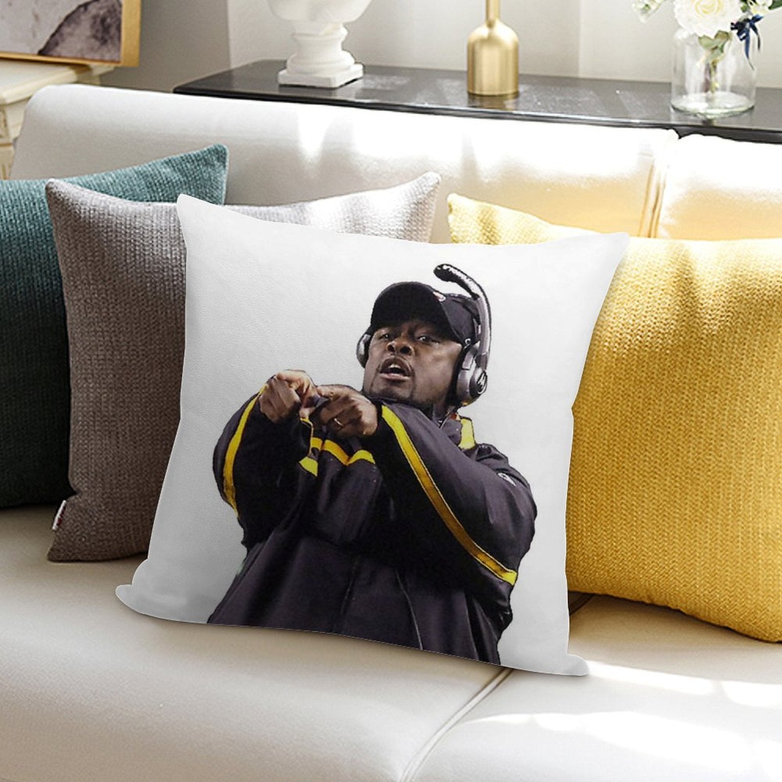 Mike Tomlin Soft Washable Throw Pillow