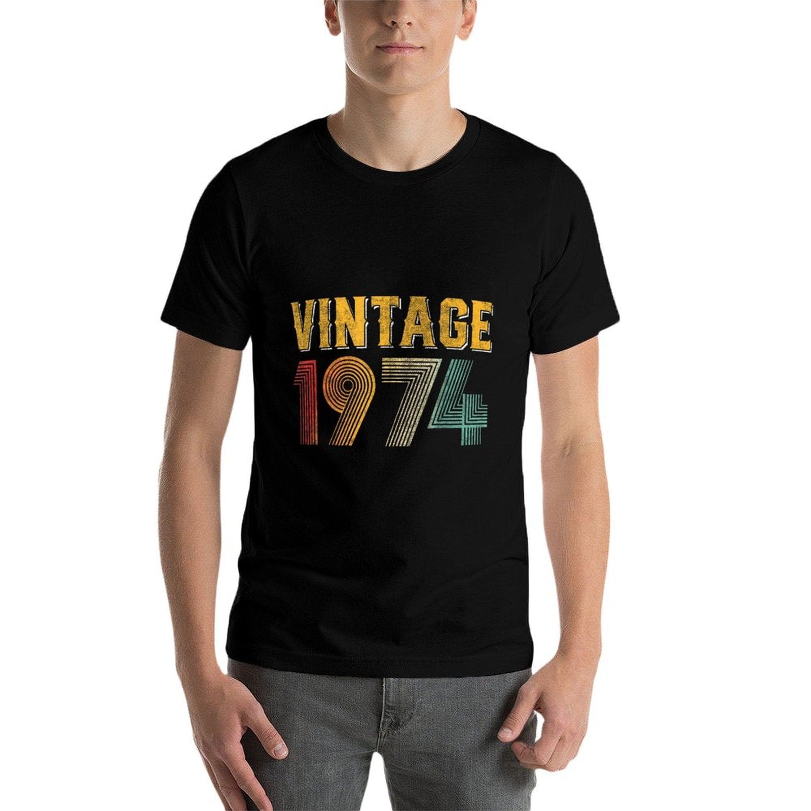 50th Birthday Gift Vintage 1974 Men Women 50 Years Old  Heathered Texture T-Shirt