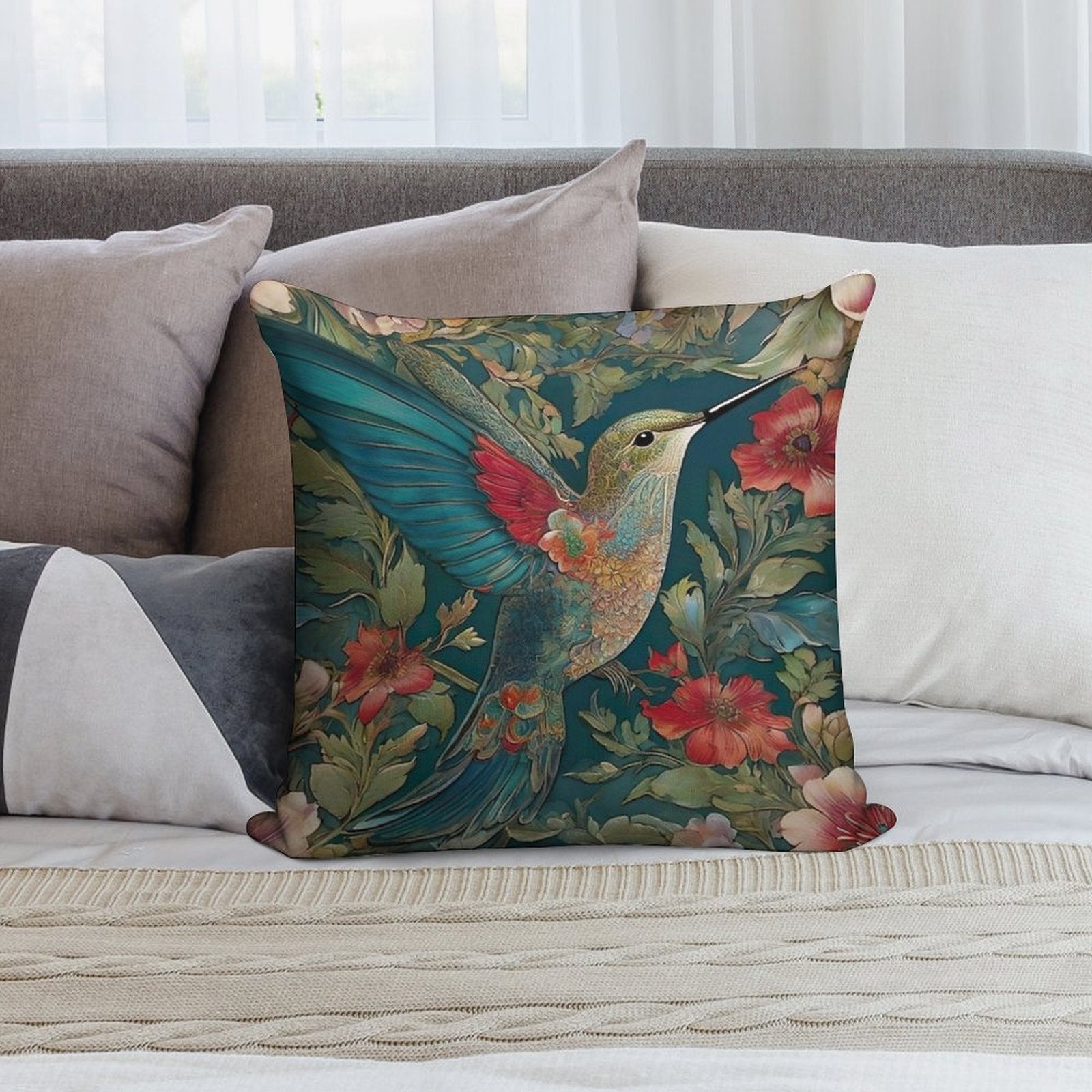 William Morris Hummingbird Artistry Soft Multiple Sizes Throw Pillow