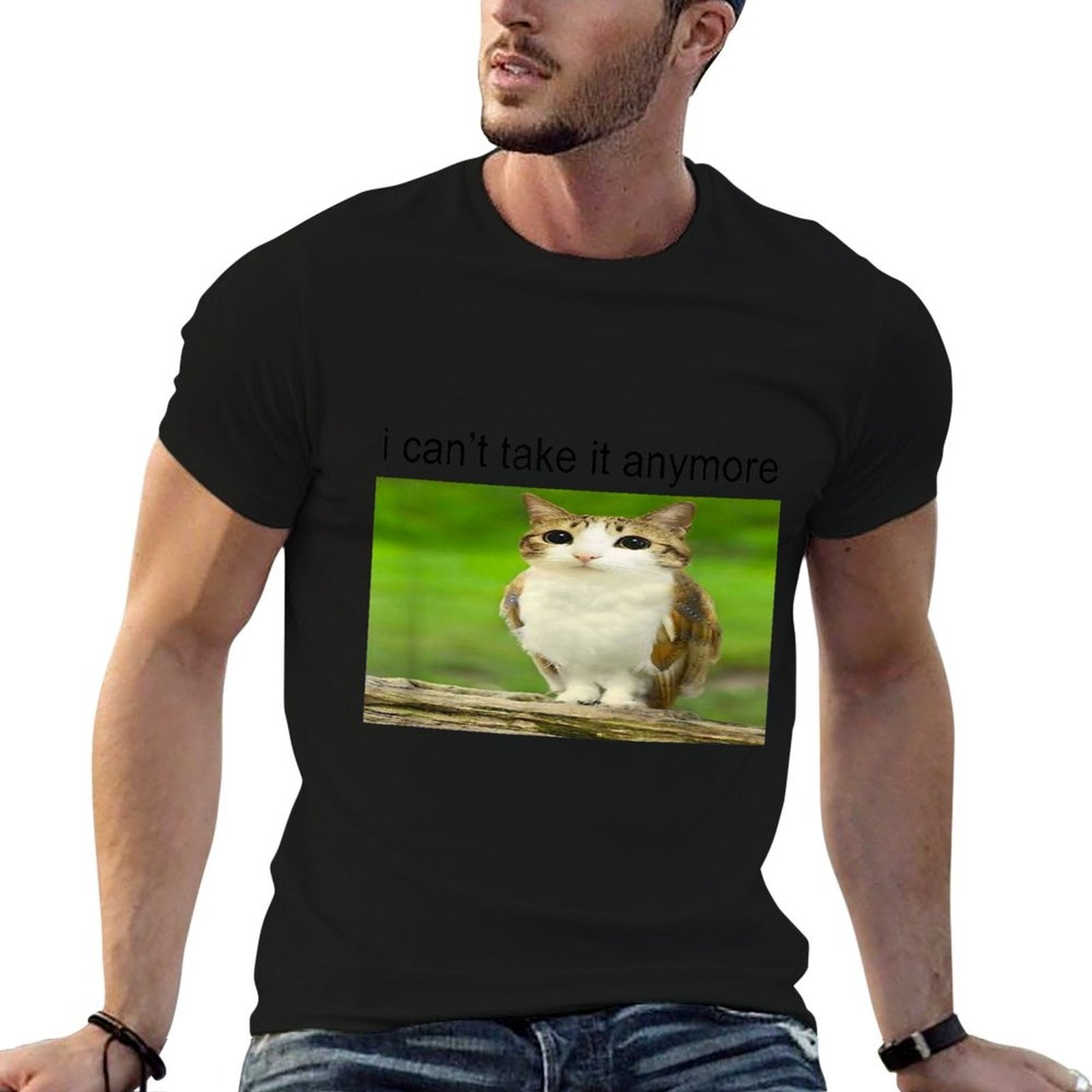 Silly Owl Cat Meme I Cant Take It Anymore  Trendy Pattern T-Shirt