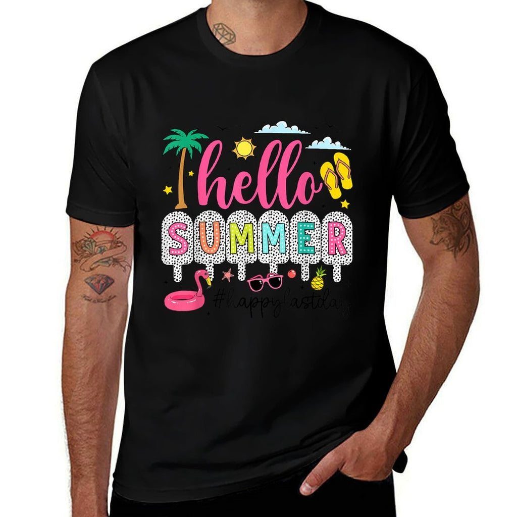 Happy Last Day of School Teacher Kids Hello Summer  Relaxed-fit T-Shirt