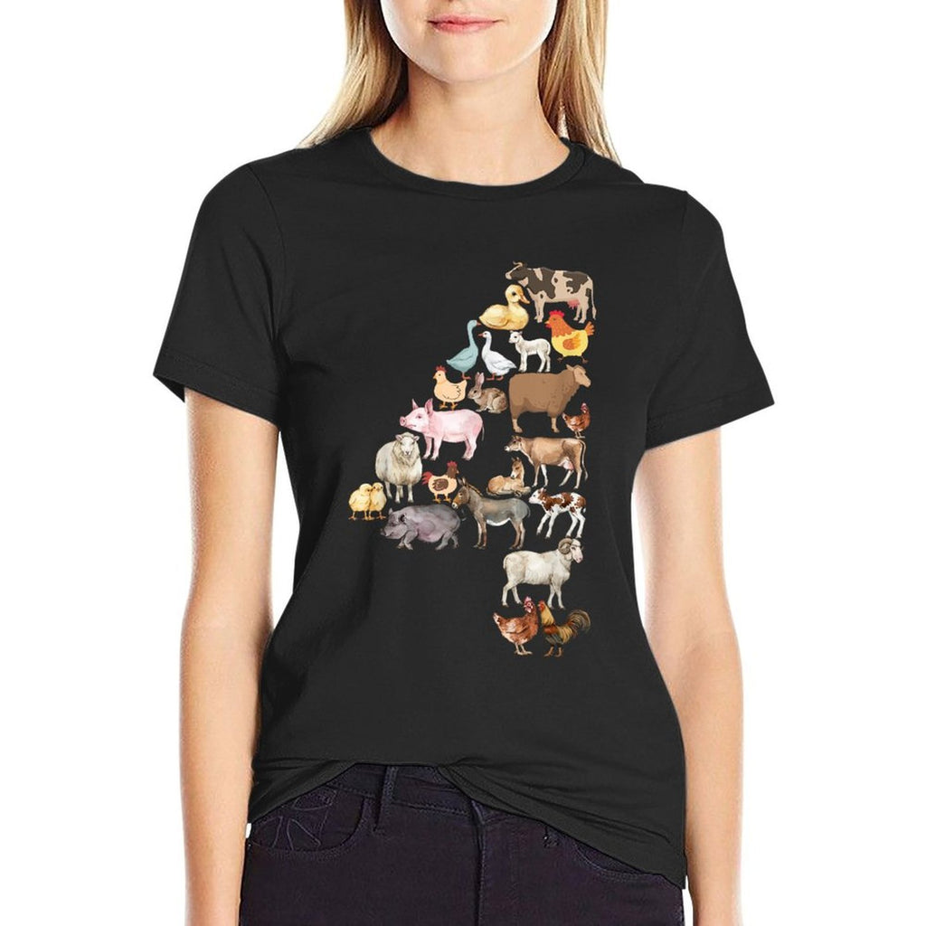 Fun 4th Birthday Farm Animals Theme Boy Kids 4 Year Old Bday  Cotton T-Shirt