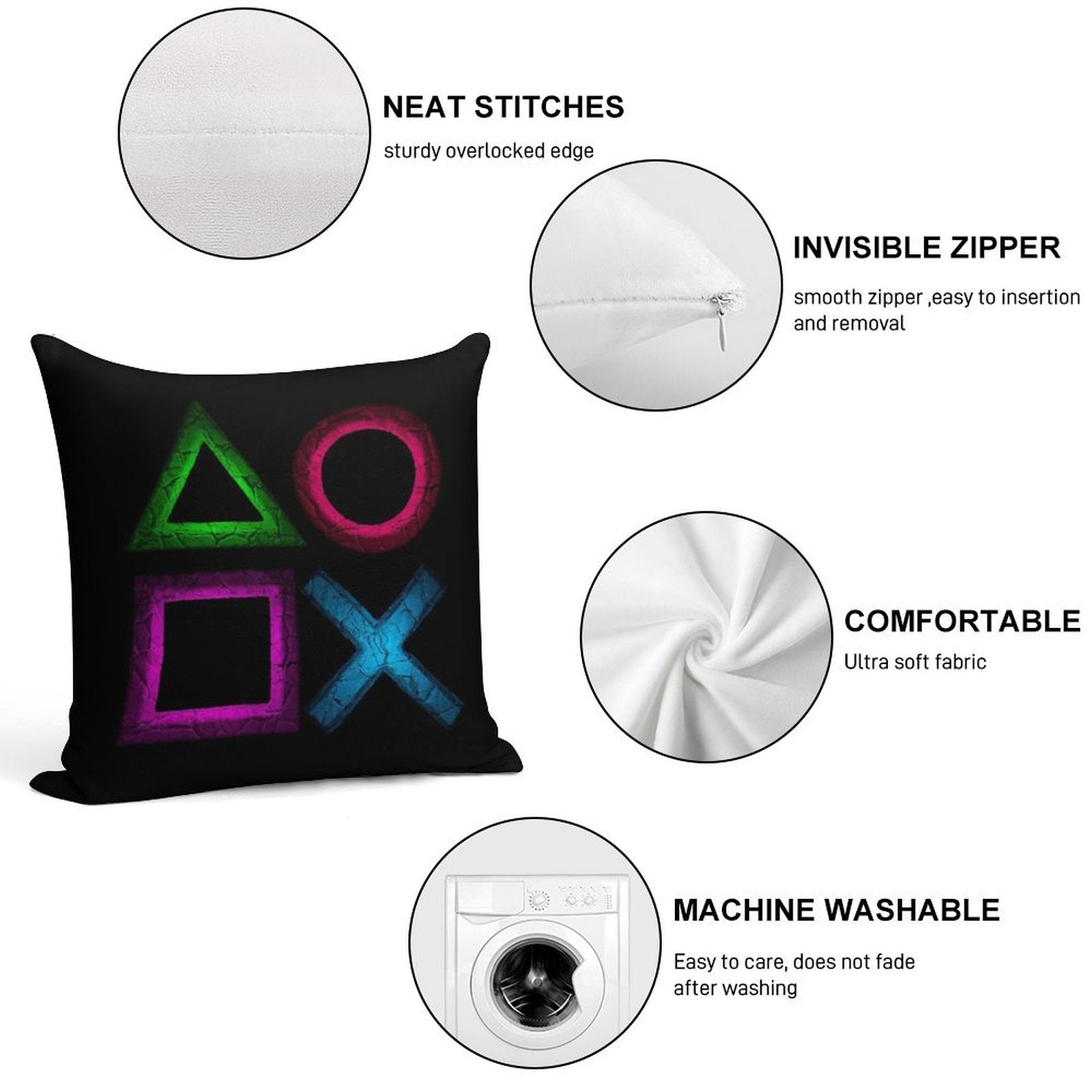 Buttons Soft Ultra-Soft Texture Throw Pillow