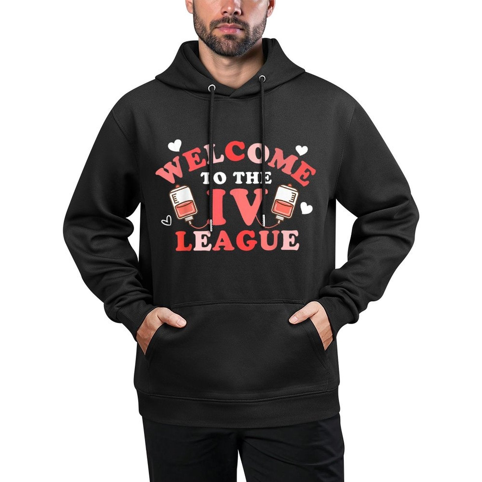 Infusion Nurse IV League Chemo Nursing RN Valentine Dialysis Cotton-Polyester Blend Hoodie
