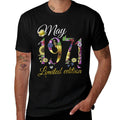 May 1971 50 Year Old Sunflower Floral 50th Birthday Gift  Ribbed Collar T-Shirt