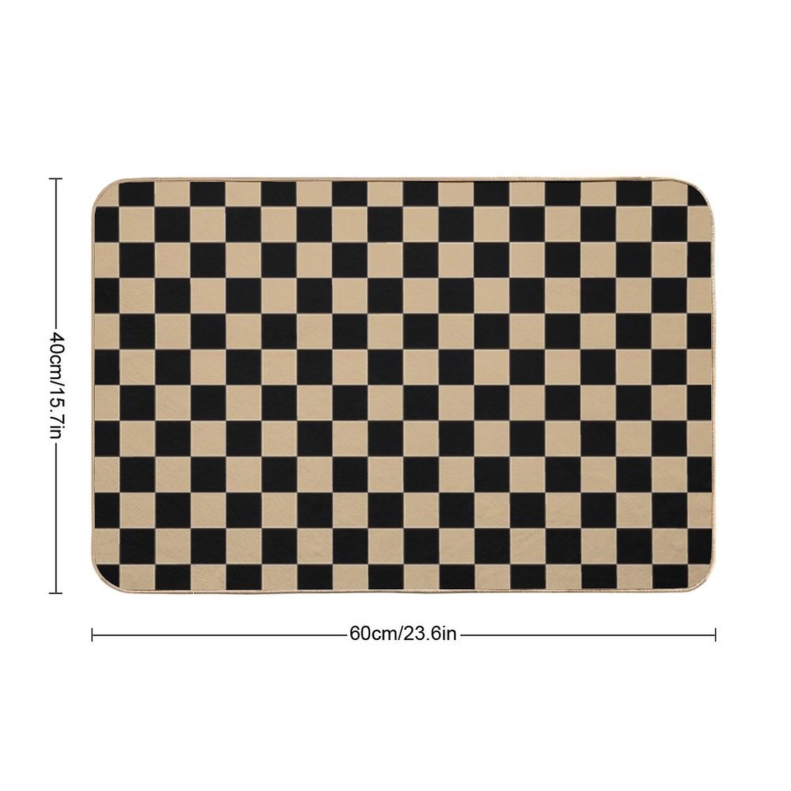 Black And Tan Brown Checkerboard  Pet-Safe Bath Mat
