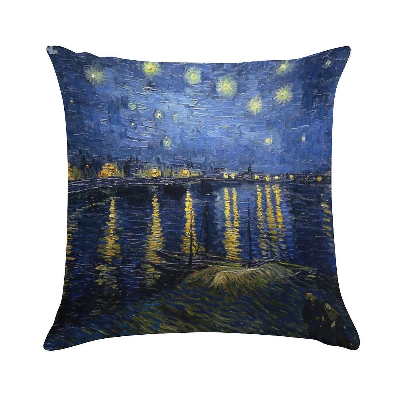 Starry Night Over The Rhone - Van Gogh Soft Easy Maintenance Throw Pillow