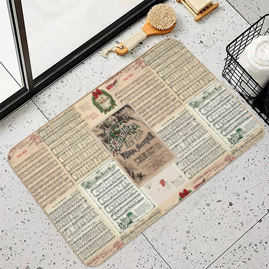 Vintage Christmas Music Carols  Easy Maintenance Bath Mat