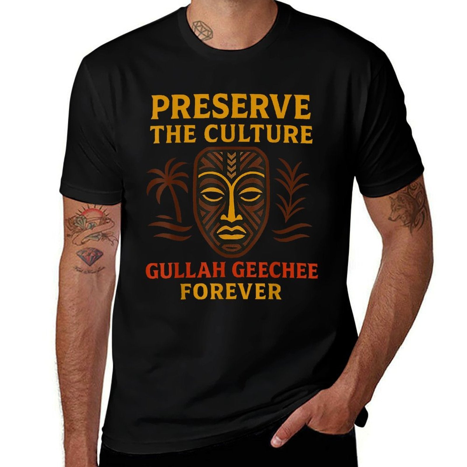 Preserve Gullah Geechee Culture Tribal Heritage  Rolled Sleeves T-Shirt