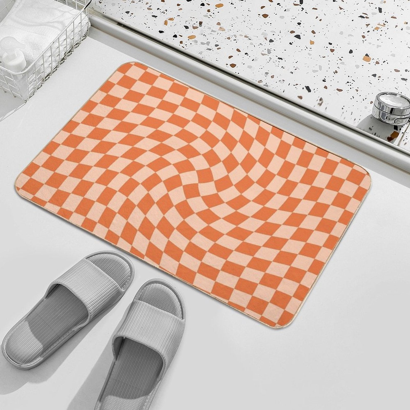 Check IV - Orange Twist  Multi-Purpose Bath Mat