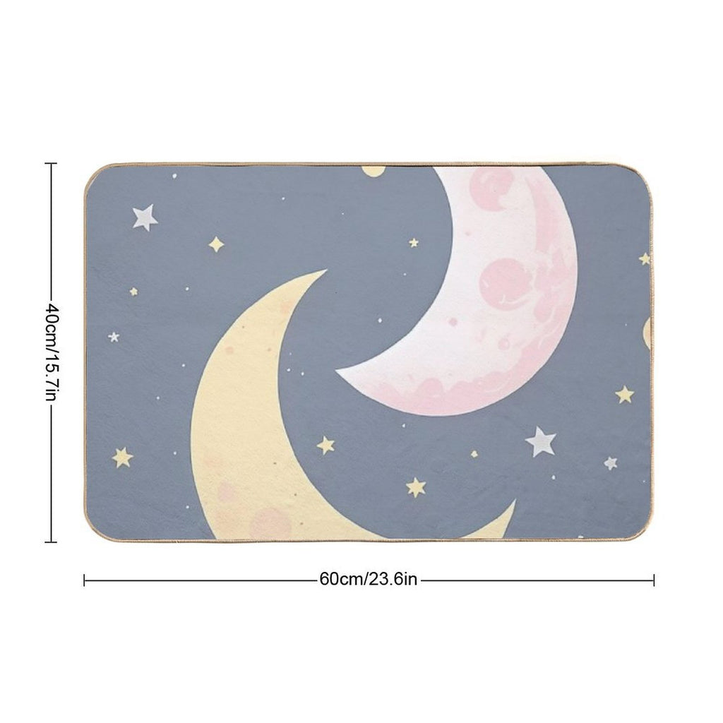 Cute Moon Vector- Ramadan  Fade-Resistant Bath Mat