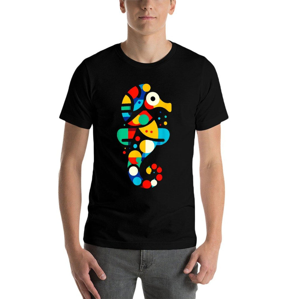 Modern Geometric Minimalism Illustration Seahorse Art  Breathable T-Shirt