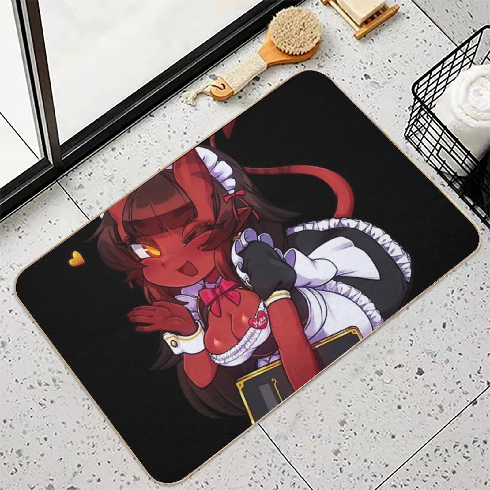 Meru The Succubus Chibi Sexy Maid  Toxin-Free Bath Mat