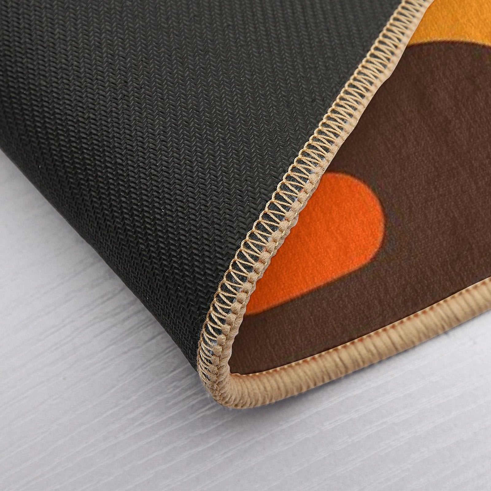Mid-Century Modern Piquet Retro Minimalist Abstract in 70s Brown And Orange  Easy To Clean Bath Mat