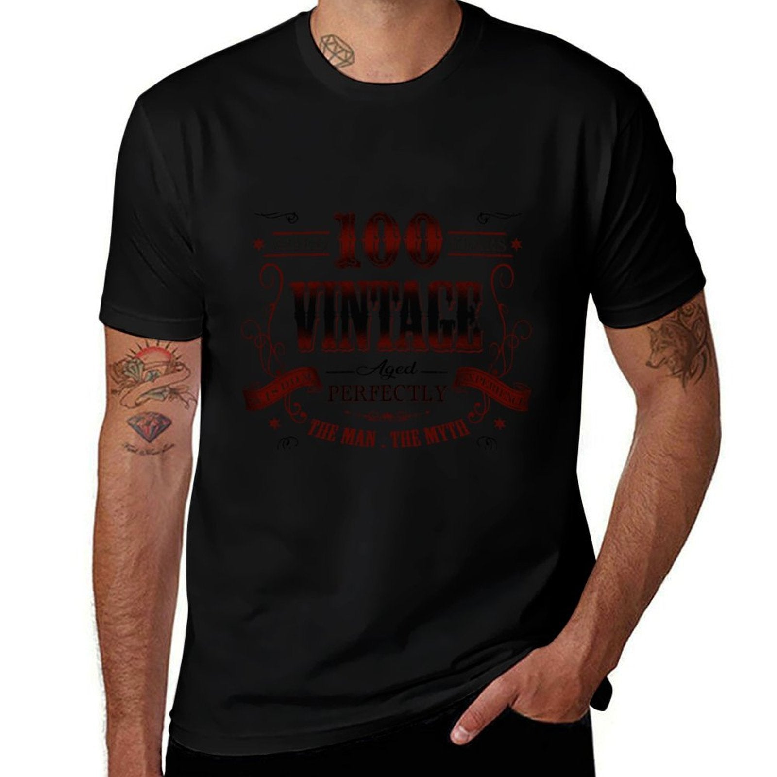 100th Birthday Idea for Vintage 100 Years Old Party  Fade-proof Color T-Shirt