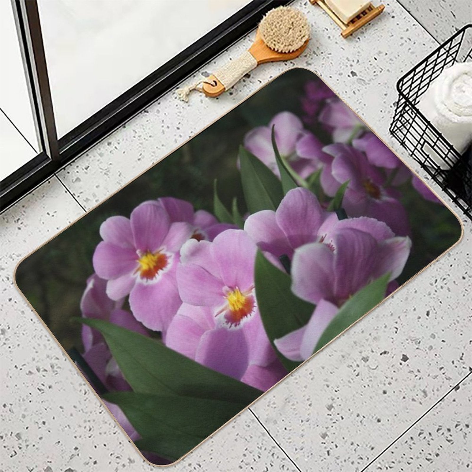 Tropical Flowers Orchids  Stain-Proof Bath Mat