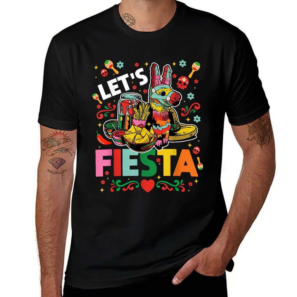 Let's Fiesta Cinco De Mayo Camisa Mexicana Hombre Comfortable T-Shirt