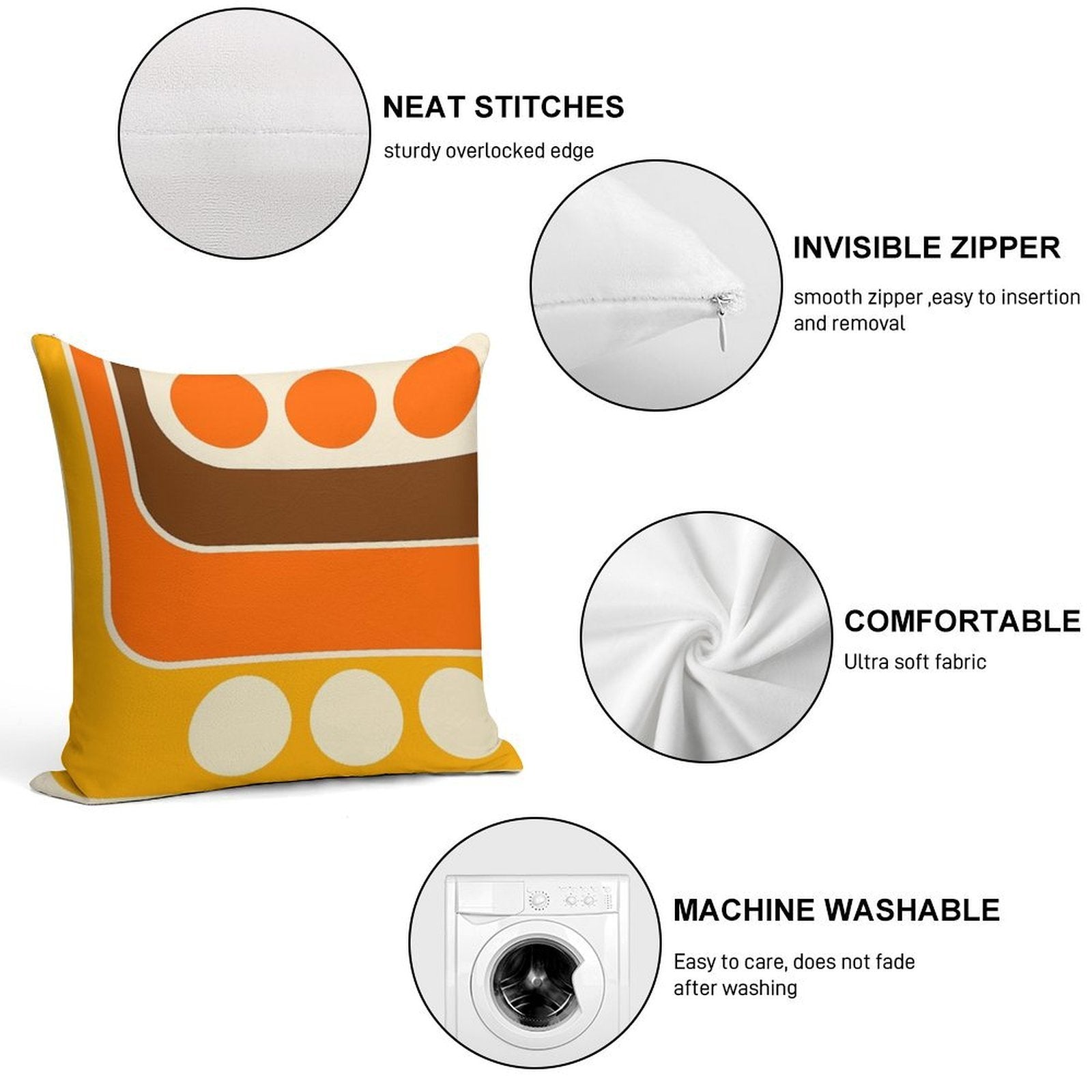 Retro Geometric Design 653 Soft Anti-Pilling Throw Pillow