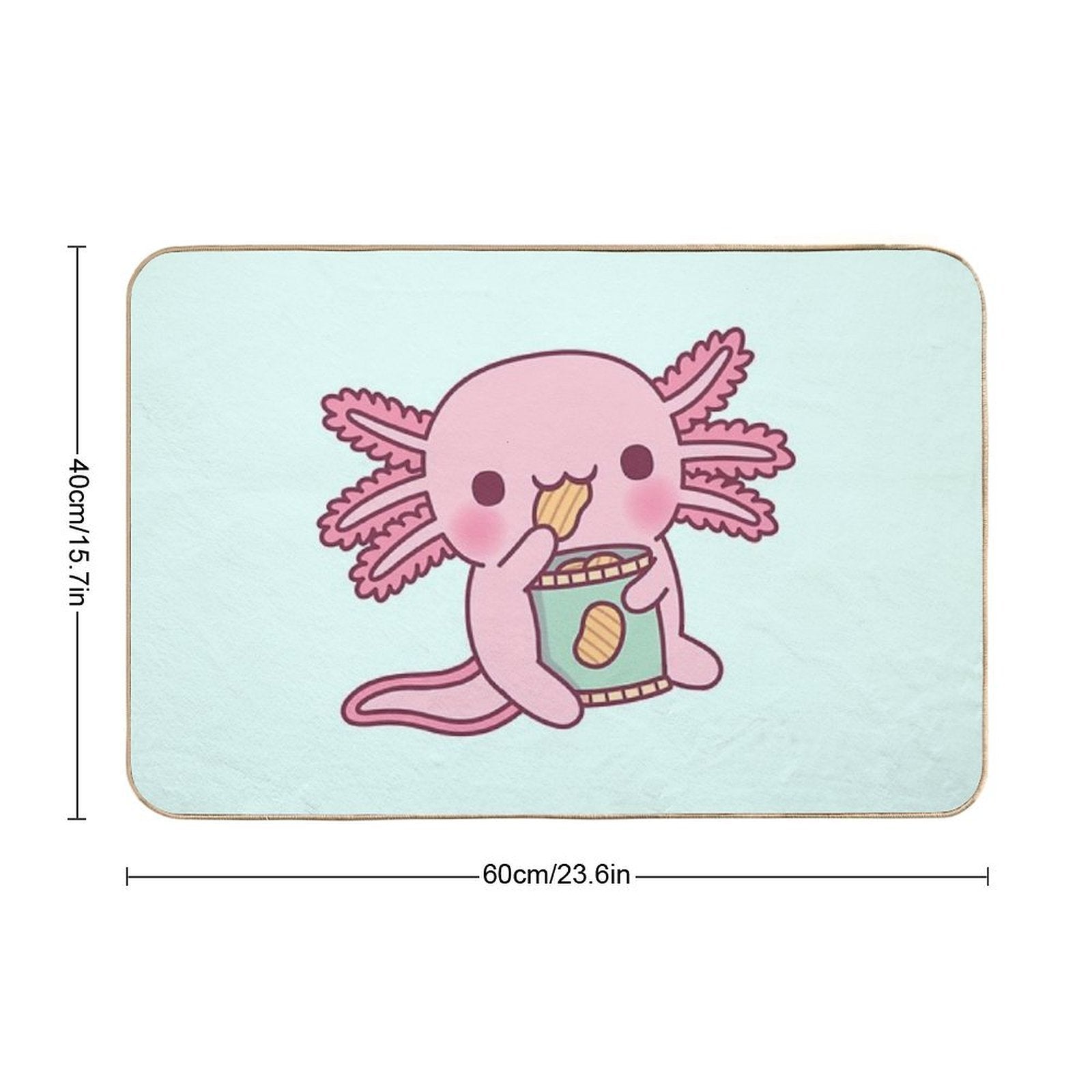 Cute Axolotl Eating Potato Chips  Odorless Bath Mat