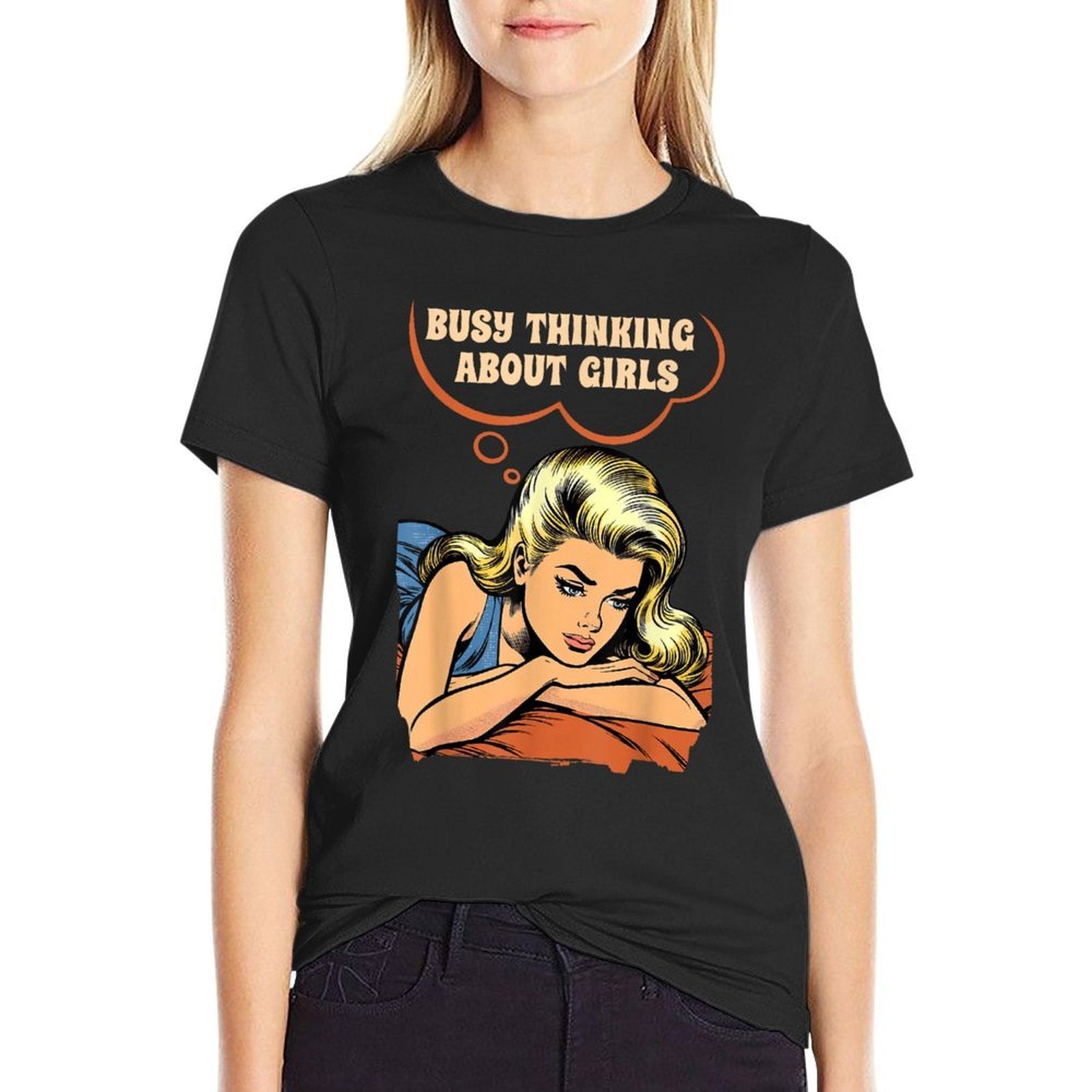 Lesbian LGBT Pride Month LGBTQ Busy Thinking About Girls  Durable T-Shirt