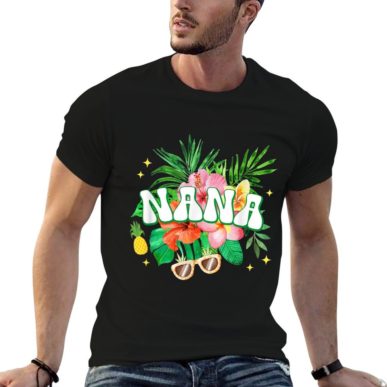Nana Hawaii Birthday Party Family Aloha Hawaiian Floral  Soft T-Shirt