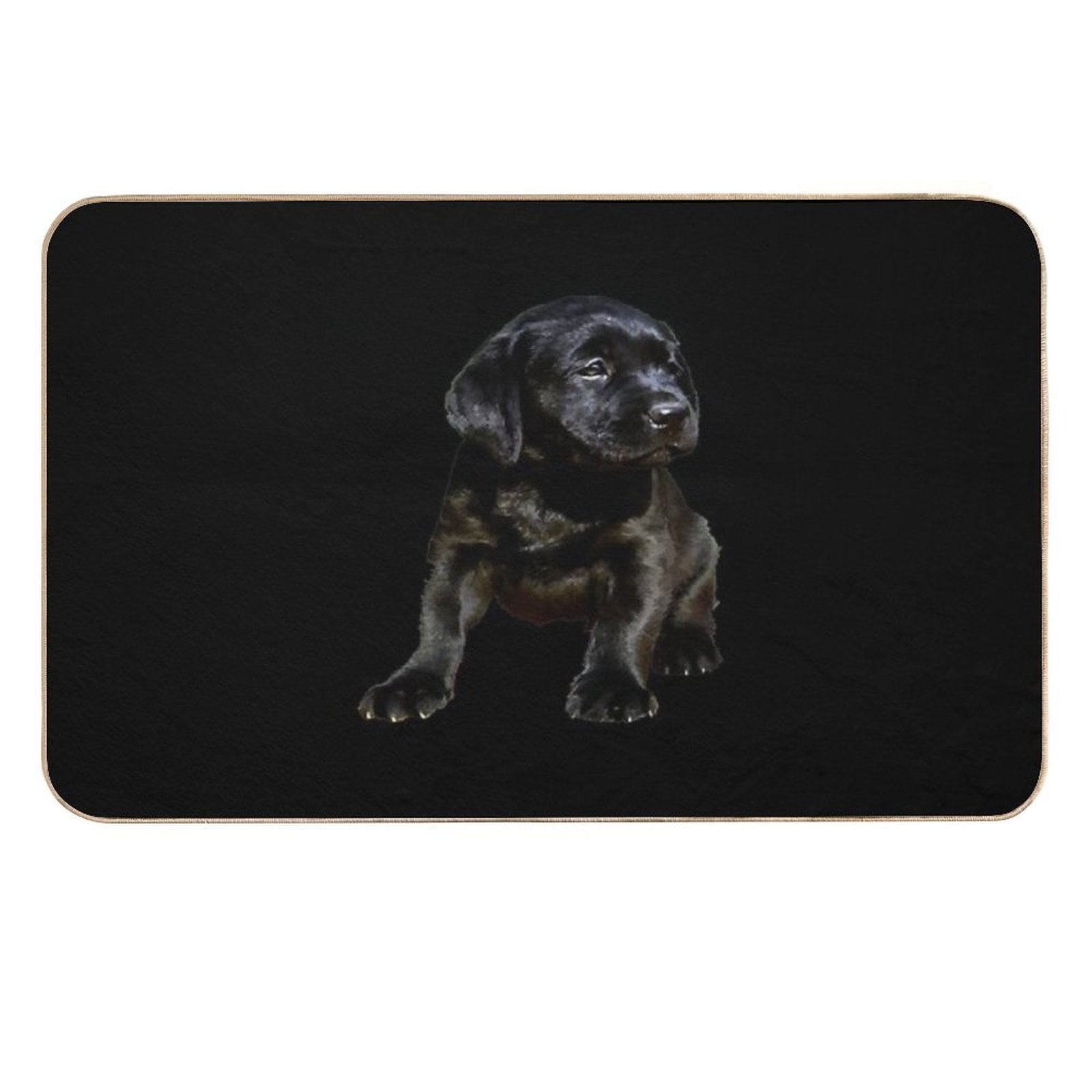 Adorable And Cute Black Labrador Sitting Puppy Vector  Anti-Trip Bath Mat