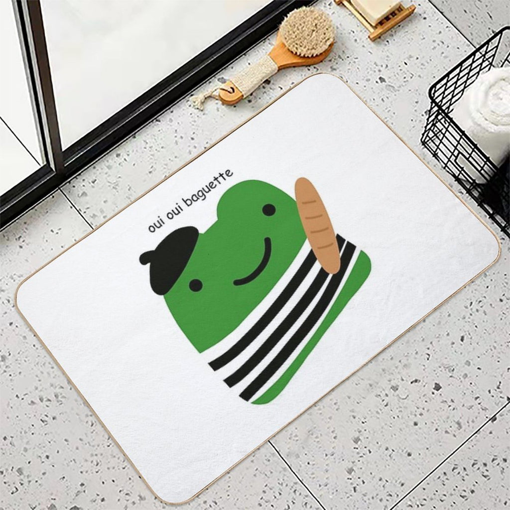 Oui Oui Baguette French Frog  Stain-Proof Bath Mat