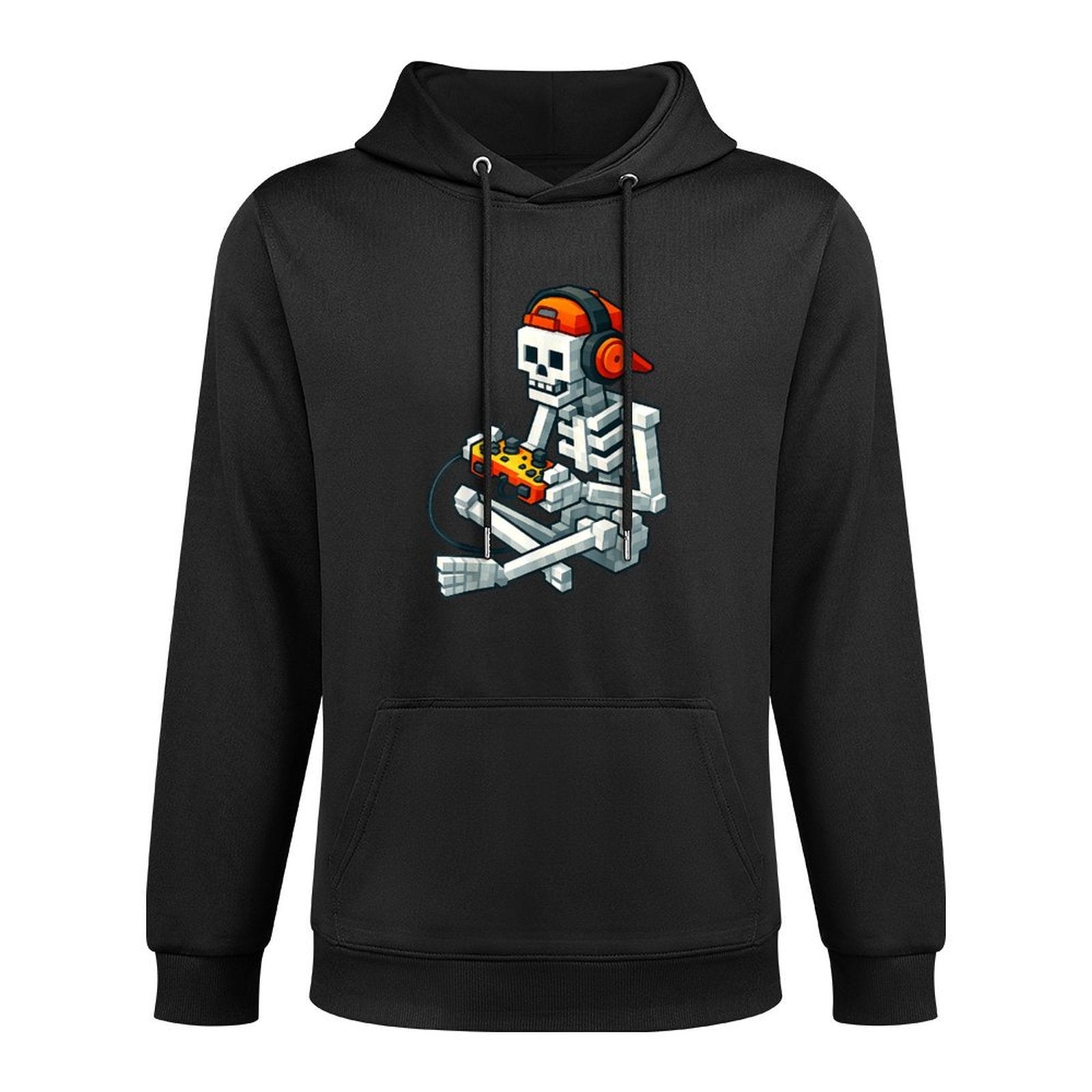 Halloween Skeleton Gamer Pixel Video Gaming Boys Men Kids Colorfast Hoodie