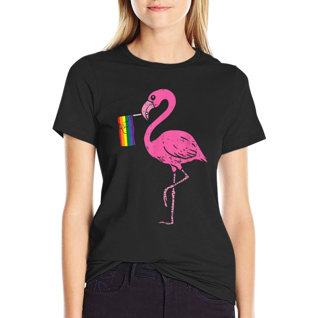 Flamingo Rainbow Cute Gay Pride LGBT Animal Lover Gift  Polyester Blend T-Shirt