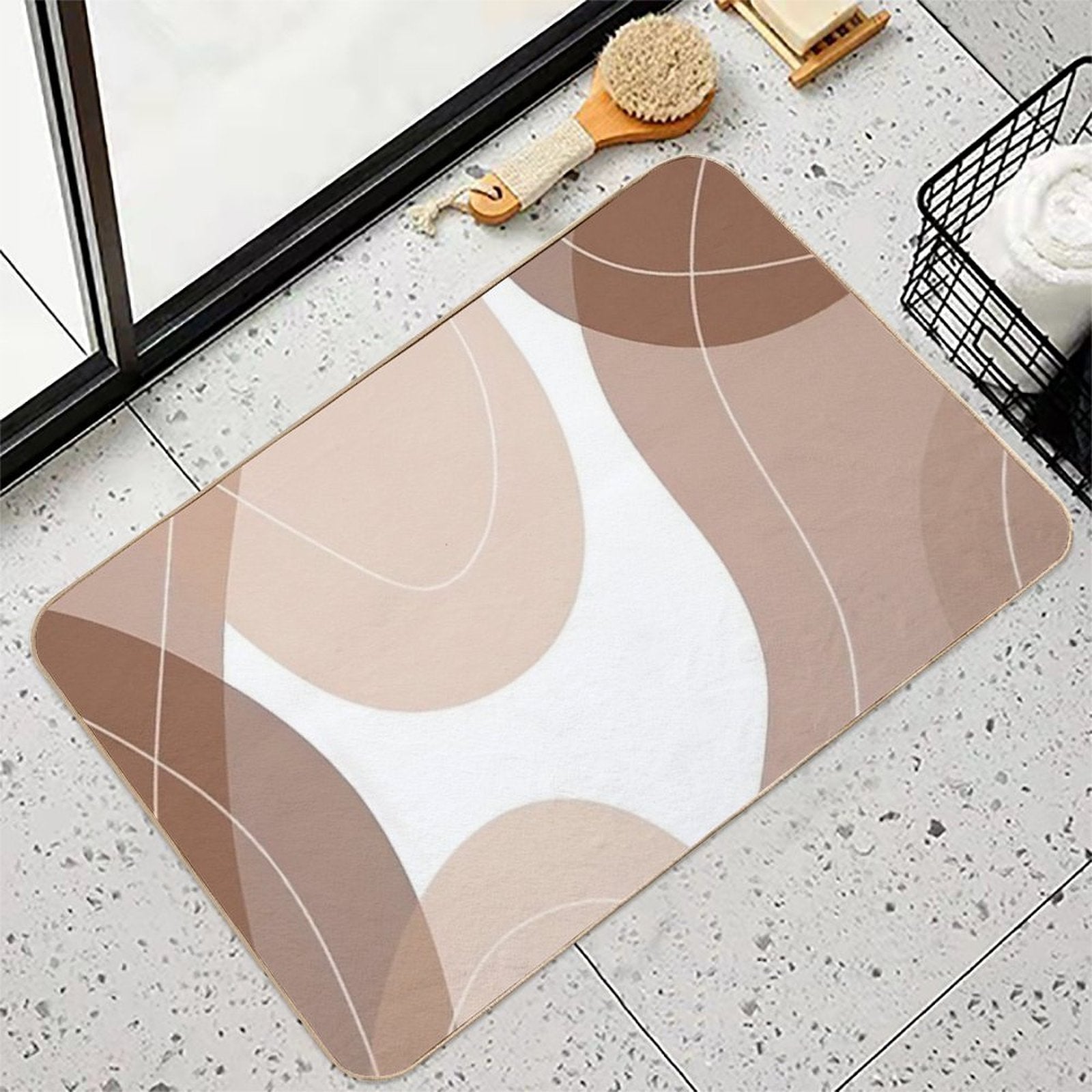 Aesthetic Abstract Brown Spots  Toxin-Free Bath Mat