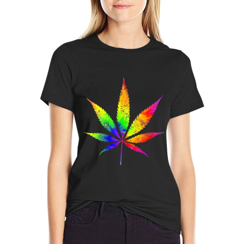 Tie Dye Weed Marijuana Leaf Hippie Stoner Vintage Pocket  Tagless Design T-Shirt