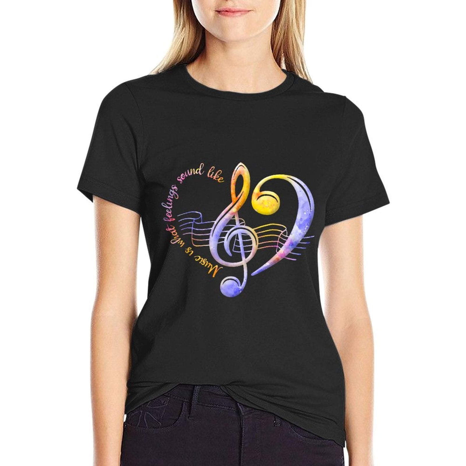 Music Teacher Music Is What Feelings Sound Like Heart  Classic T-Shirt