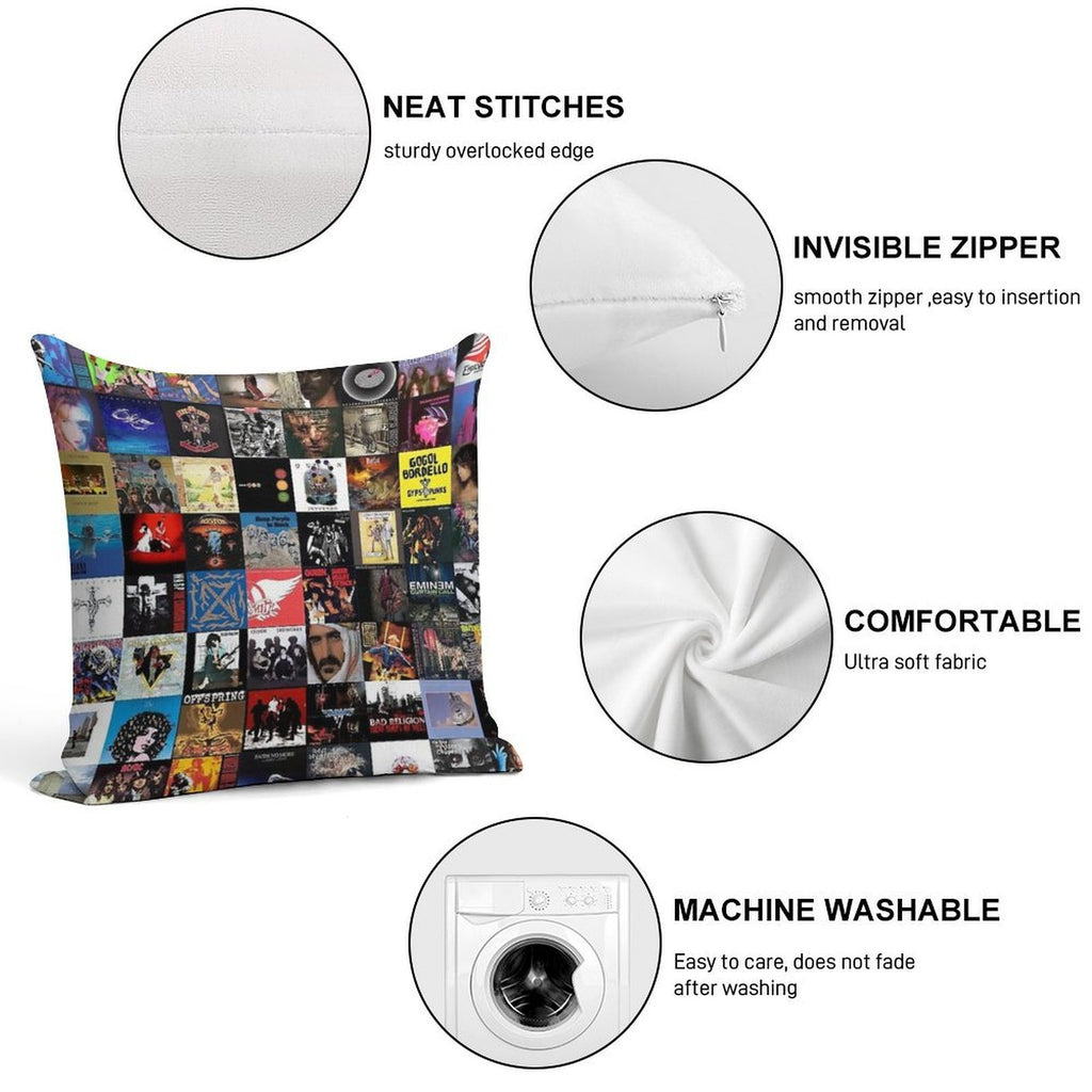 Retro Album Cover Collage Soft Ultra-Soft Texture Throw Pillow