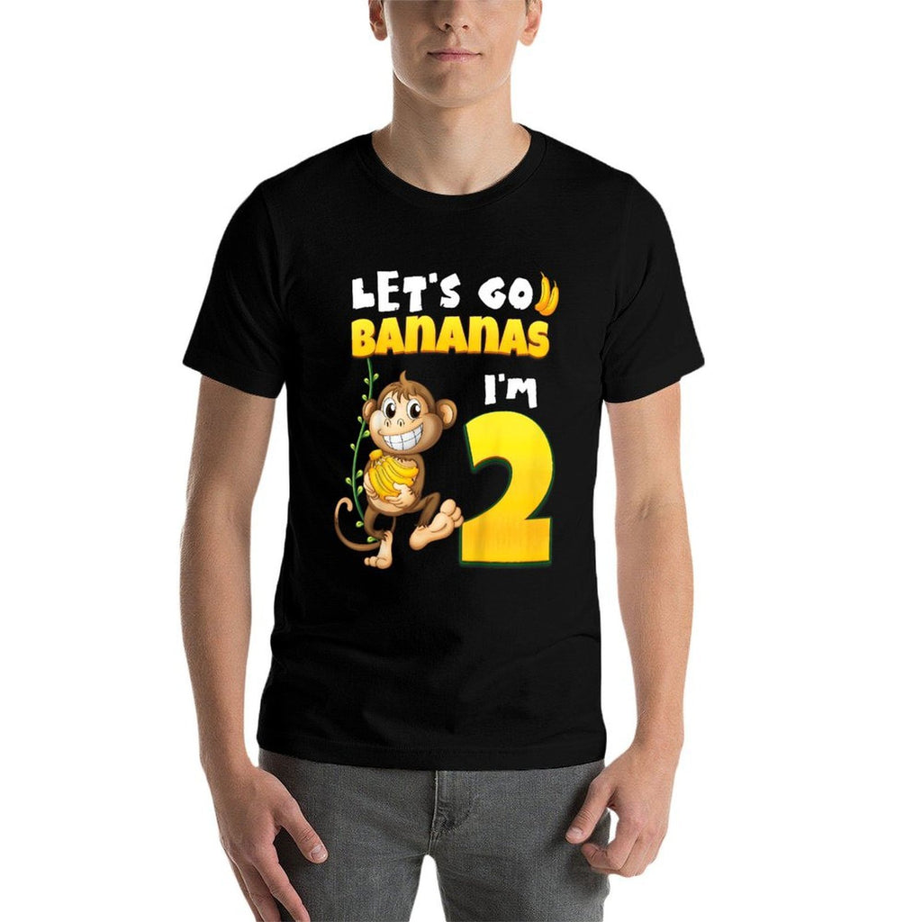 Kids Let's Go Bananas I'm 2 Zoo Animal Jungle Safari 2nd Birthday  Easy-care T-Shirt