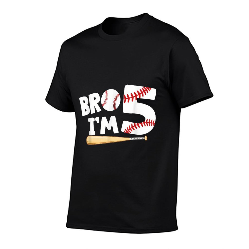 5th Birthday Boy Bro I'm 5 Year Old Baseball Theme  Wrinkle-resistant T-Shirt