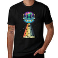 Vintage Alien Weed Pot Leaf UFO Abduction Marijuana  Summer-ready Fabric T-Shirt