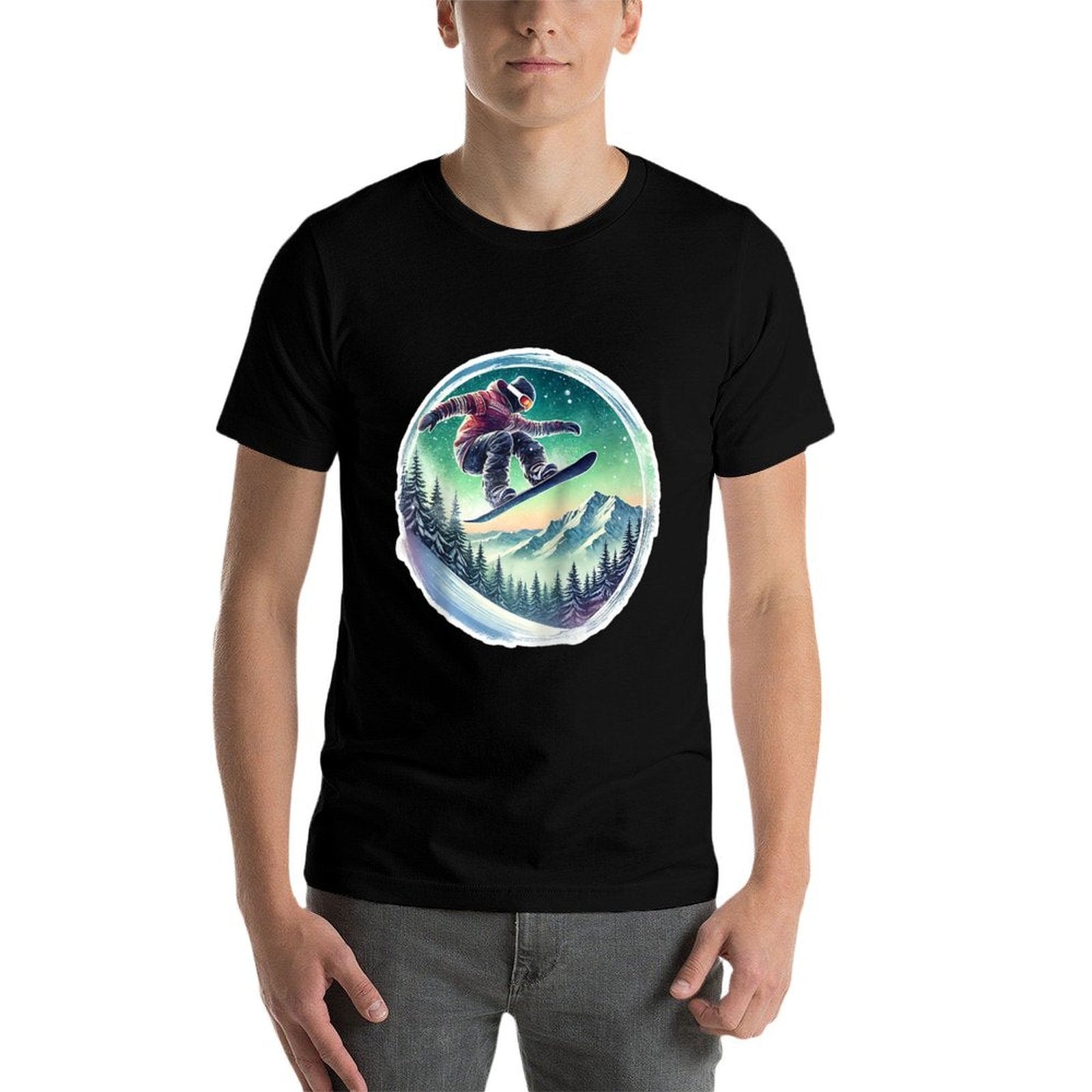 Snowboarder's Twilight Ride Raglan Baseball  Vintage-inspired T-Shirt