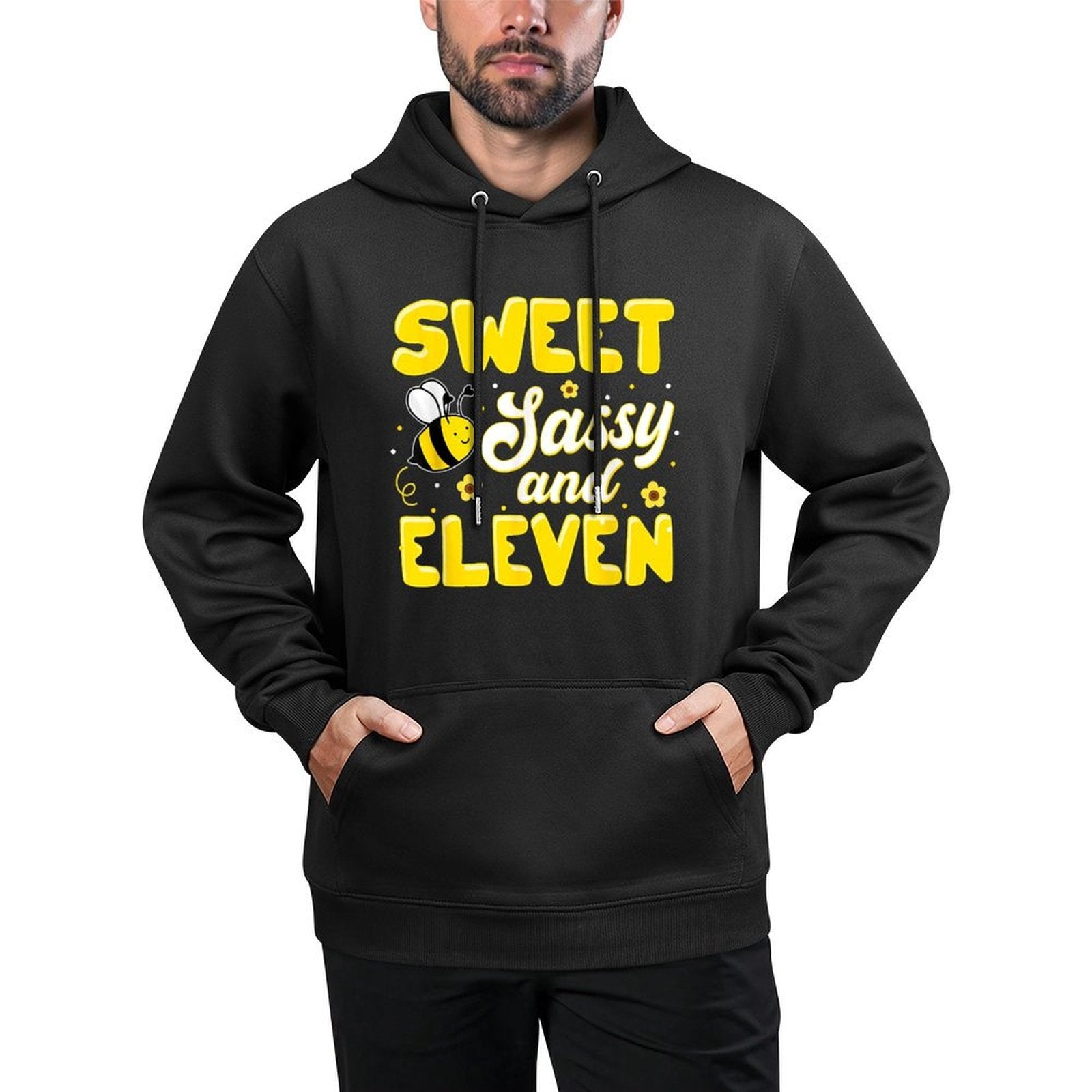Sweet Sassy And Eleven 11th Birthday Girl Bee Day 11 Yrs Old Moisture-Wicking Hoodie