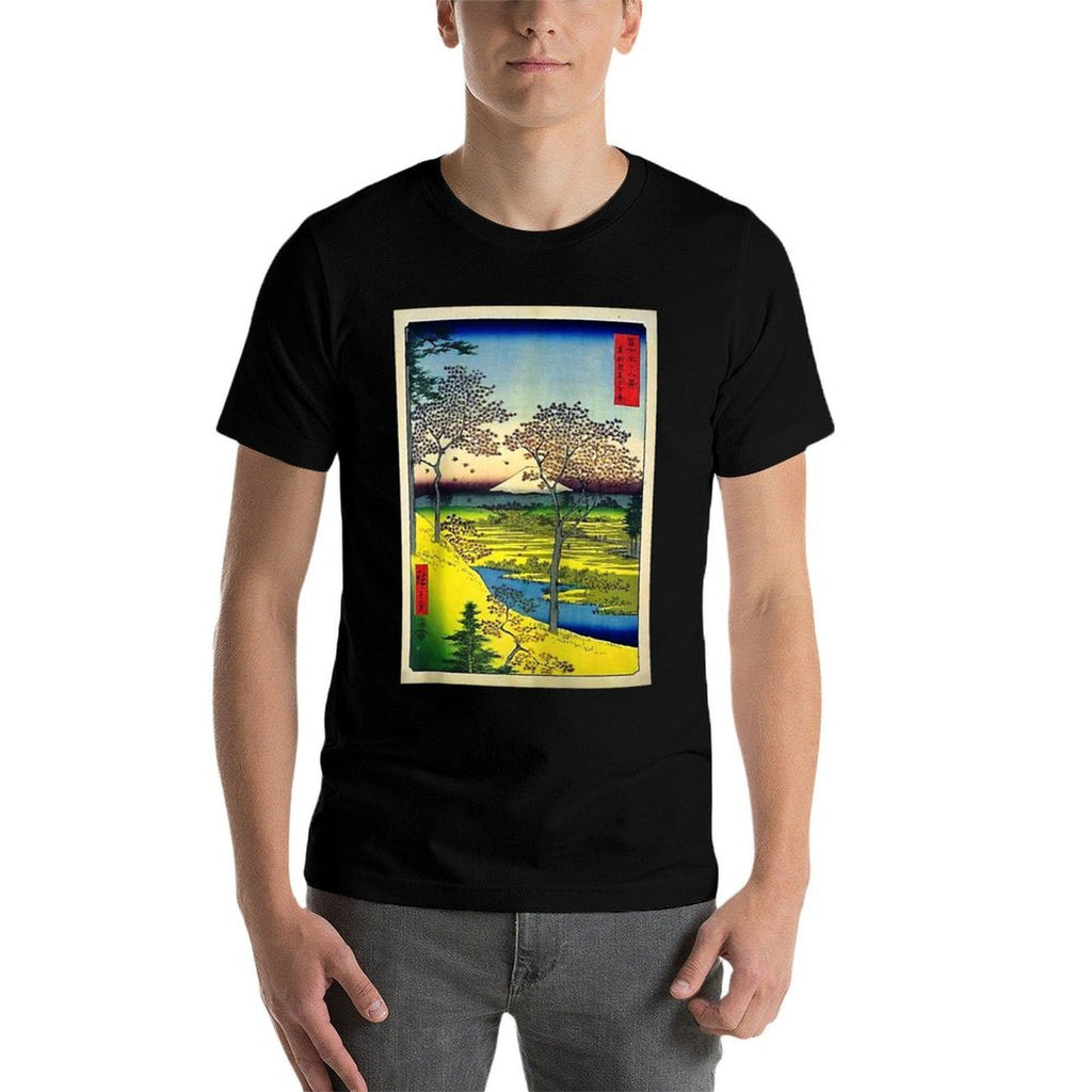 Hiroshige's Twilight Hill at Meguro in The Eastern Capital Raglan Baseball  Oversized Silhouette T-Shirt