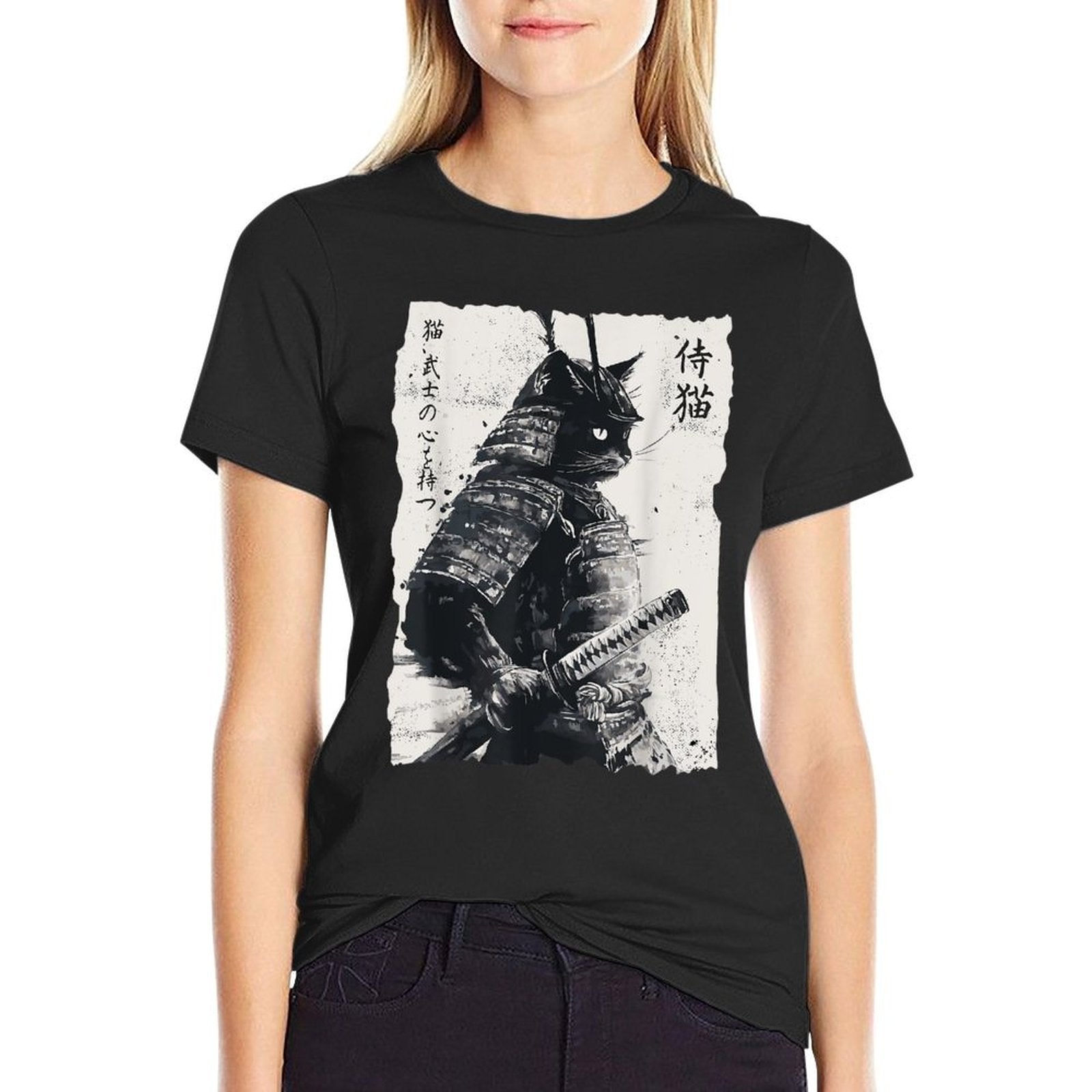Samurai Cat, Vintage Japanese Warrior Art, Men, Women  Quick-drying T-Shirt