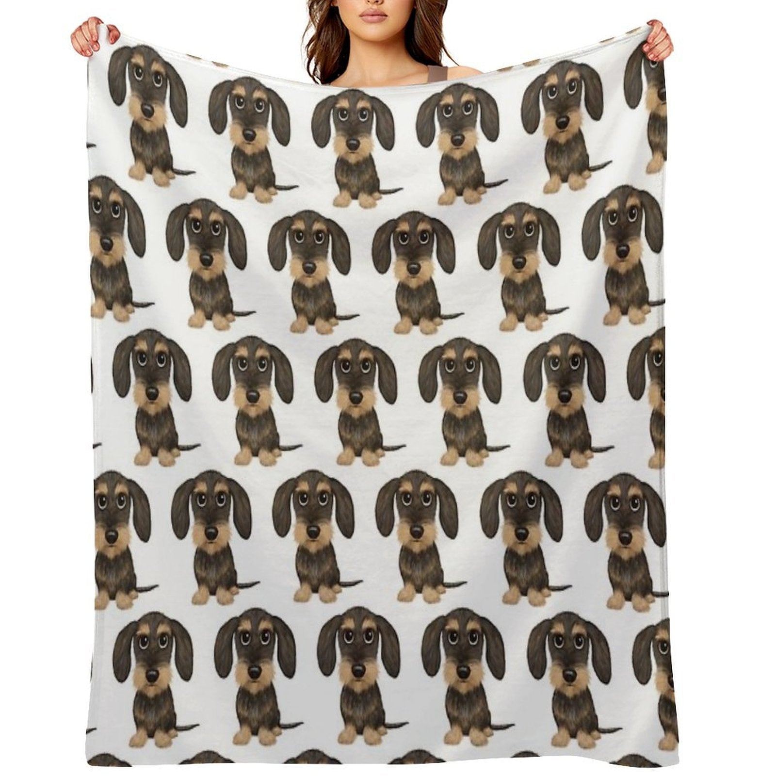 Wirehaired Dachshund  Cute Wire Haired Wiener Dog  Wild Boar And Tan Teckel Easy Care Throw Blanket